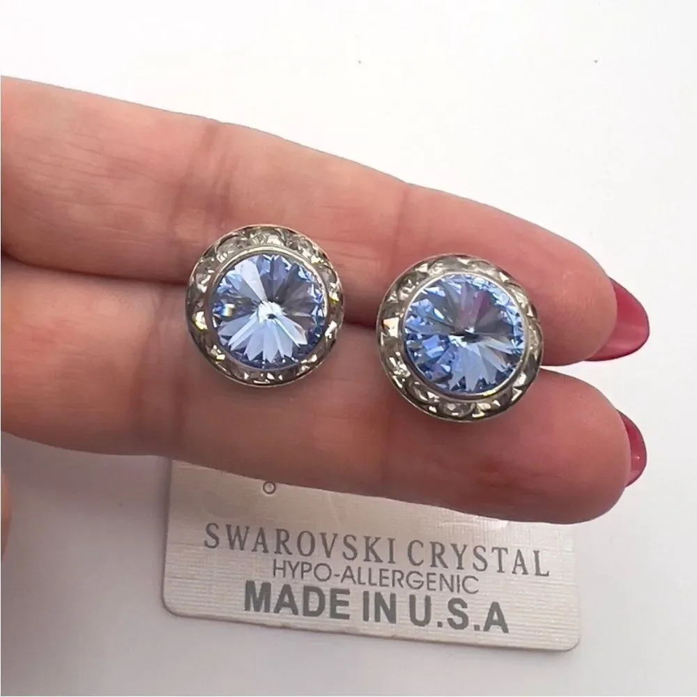 Swarovski Hypo-Allergenic Silver and Blue Earrings